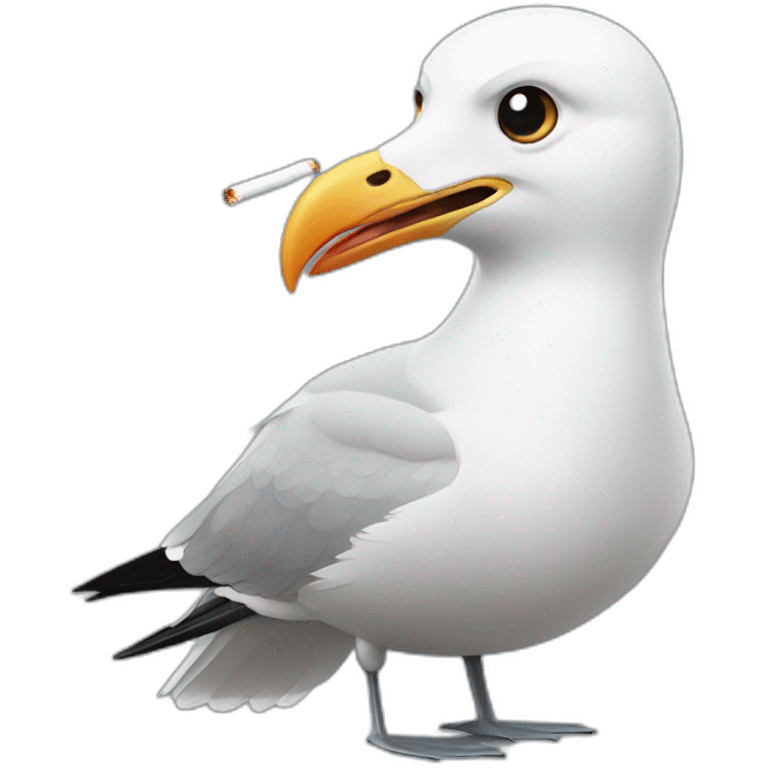 seagull holding pack of cigarettes emoji