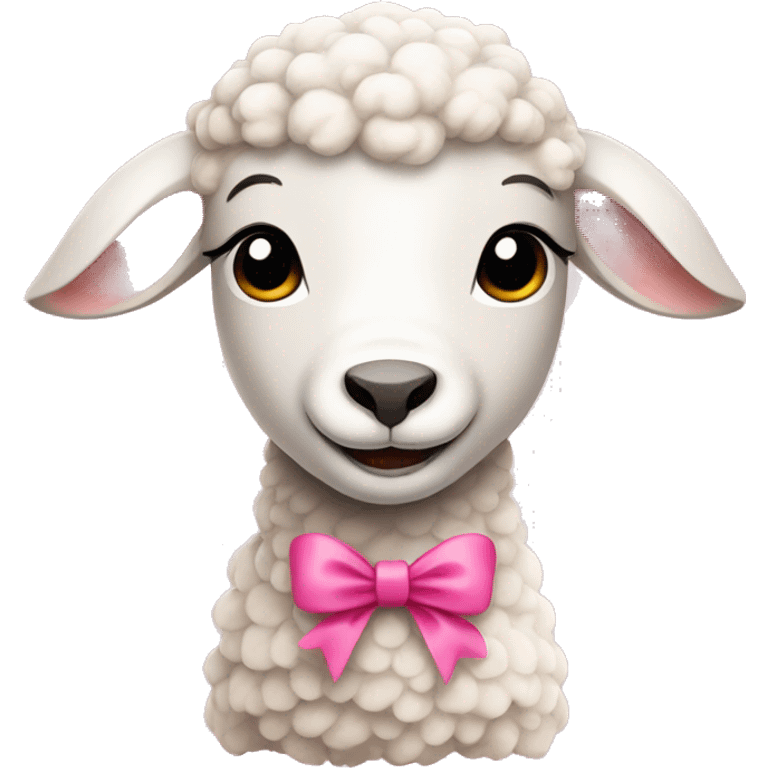 a lamb with a pink bow around its neck emoji