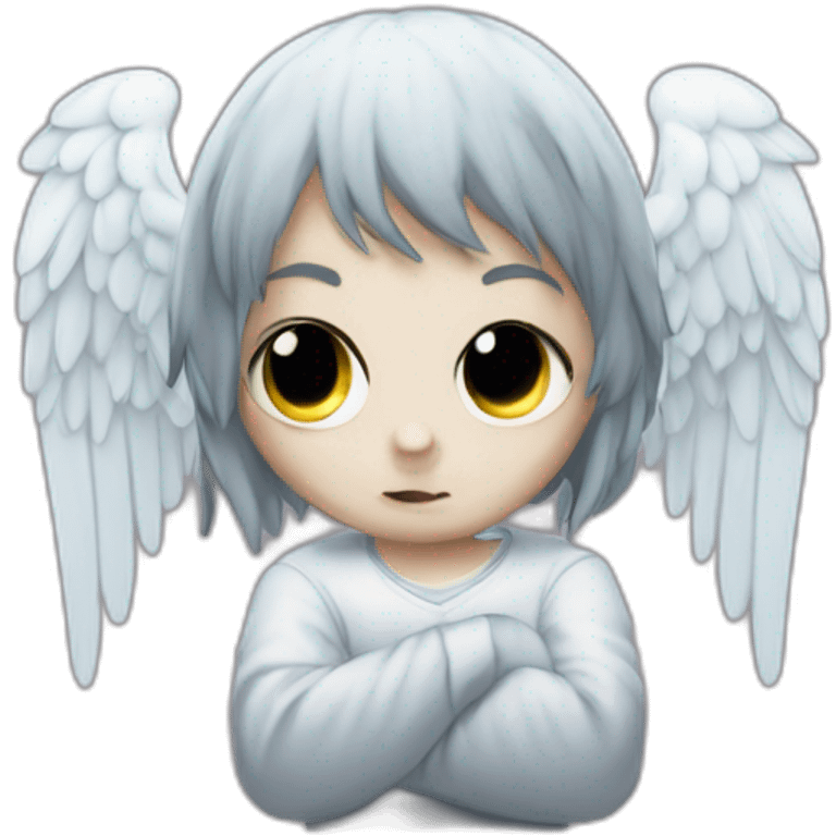 chibby emo angel with the text "LURK" on top emoji