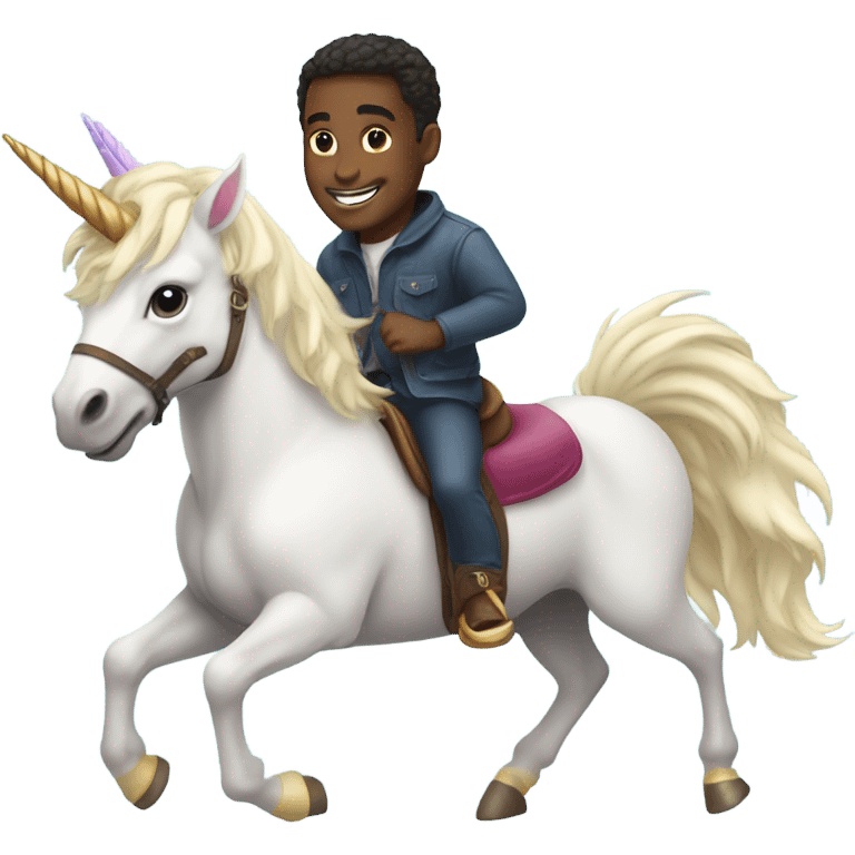 unicorn with an african american male riding  emoji