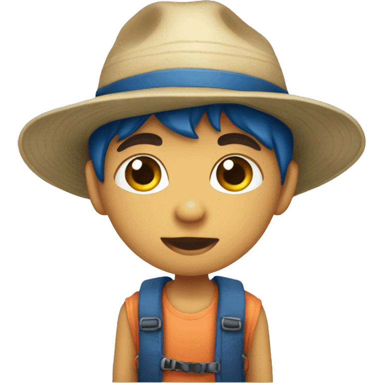 niño con ojos azules que pesca emoji