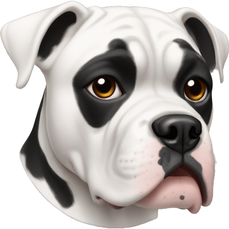 american bulldog, black and white with black ears and a patch around eye emoji