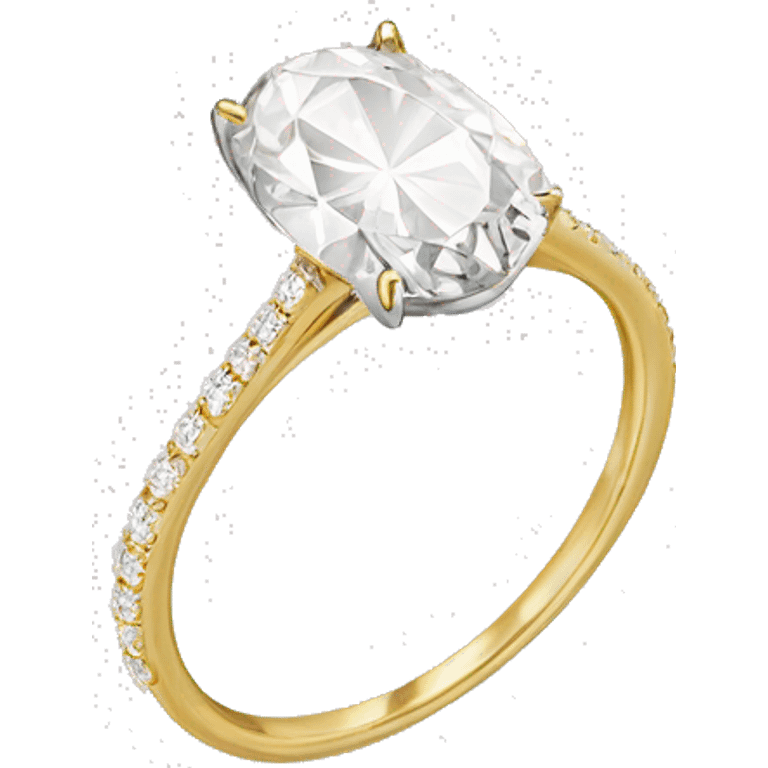 Oval diamond ring with gold and diamond band emoji