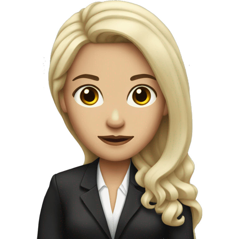 white woman with black long hair with lawyer clothes  emoji