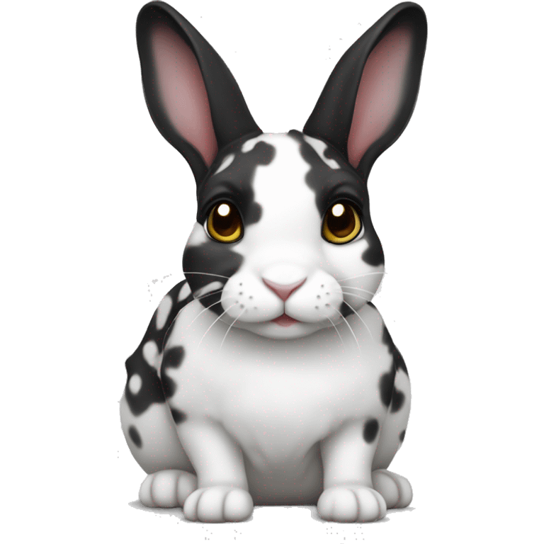 black and white spotted mini rex rabbit emoji