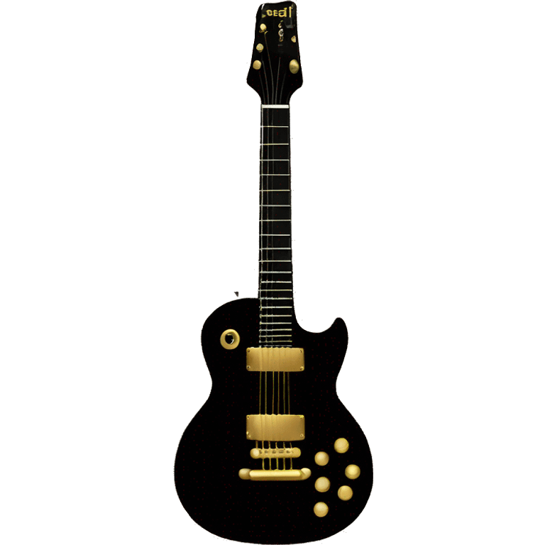 Balck e guitar with gold emoji