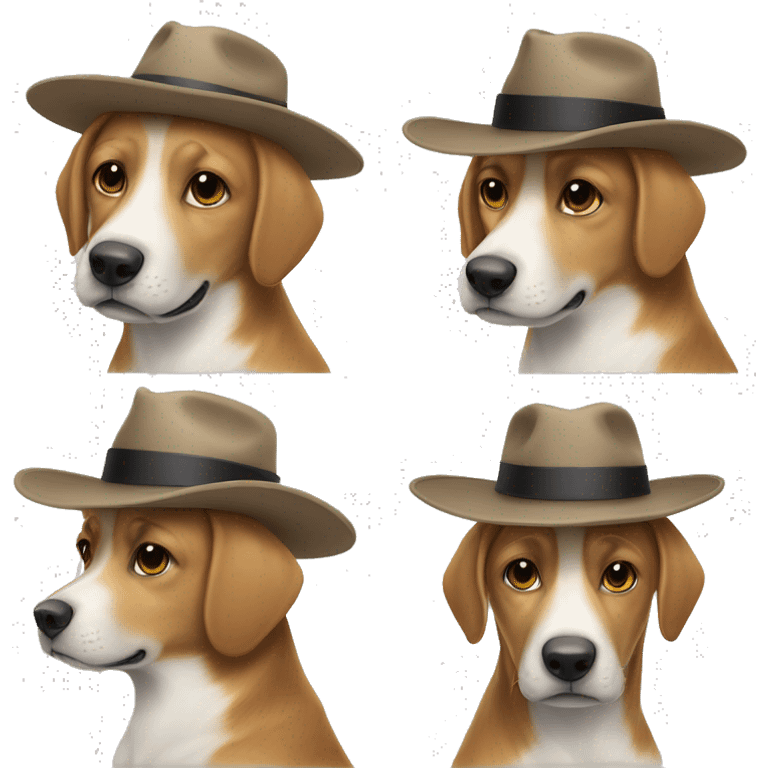 un chien avec un chapeau emoji