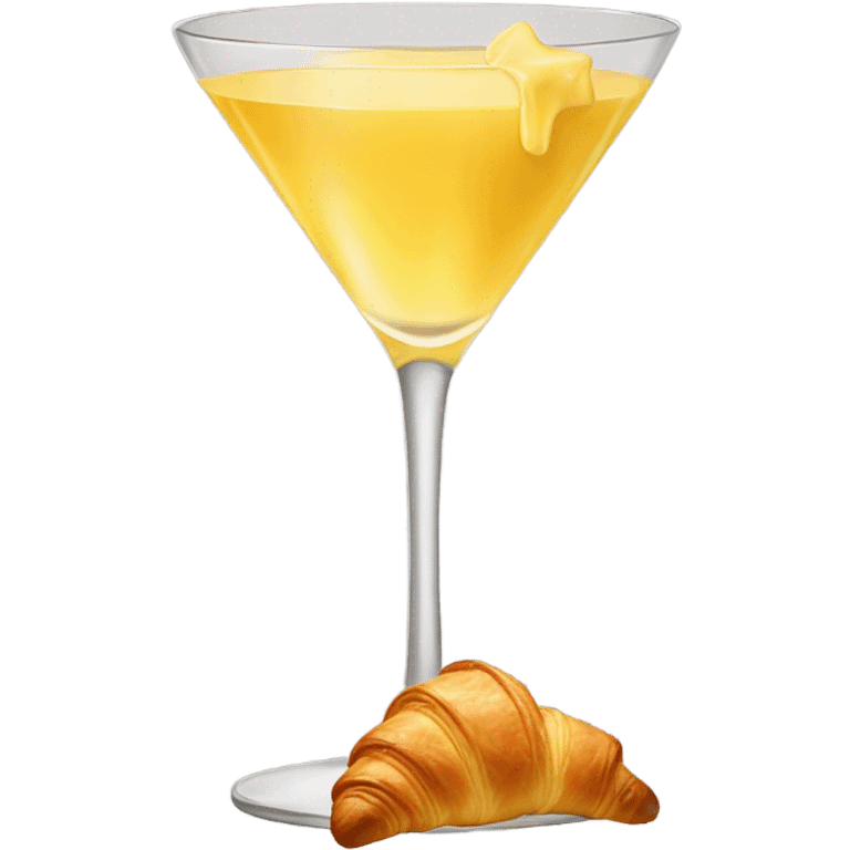 cocktail glass with butter-color liquid inside and croissant  emoji