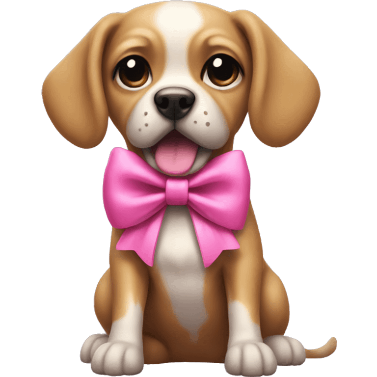 shit zu dog with a pink bow emoji