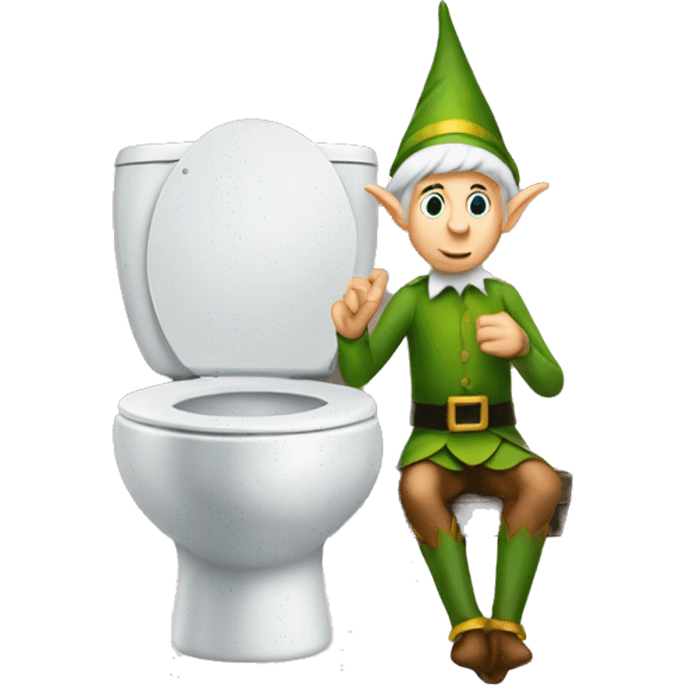 Elf sitting on the toilet emoji