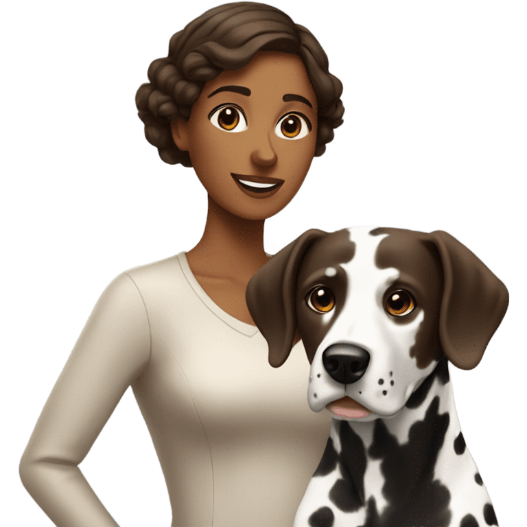 brown-skinned woman and a Dalmatian dog beside them. emoji