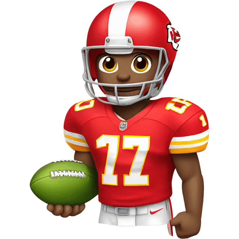 Cartoon Dill Pickle with Kansas City Chiefs football Jersey emoji