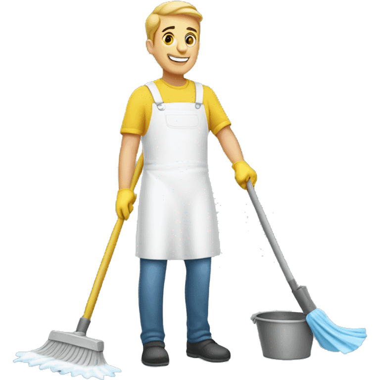 white man cleaning emoji