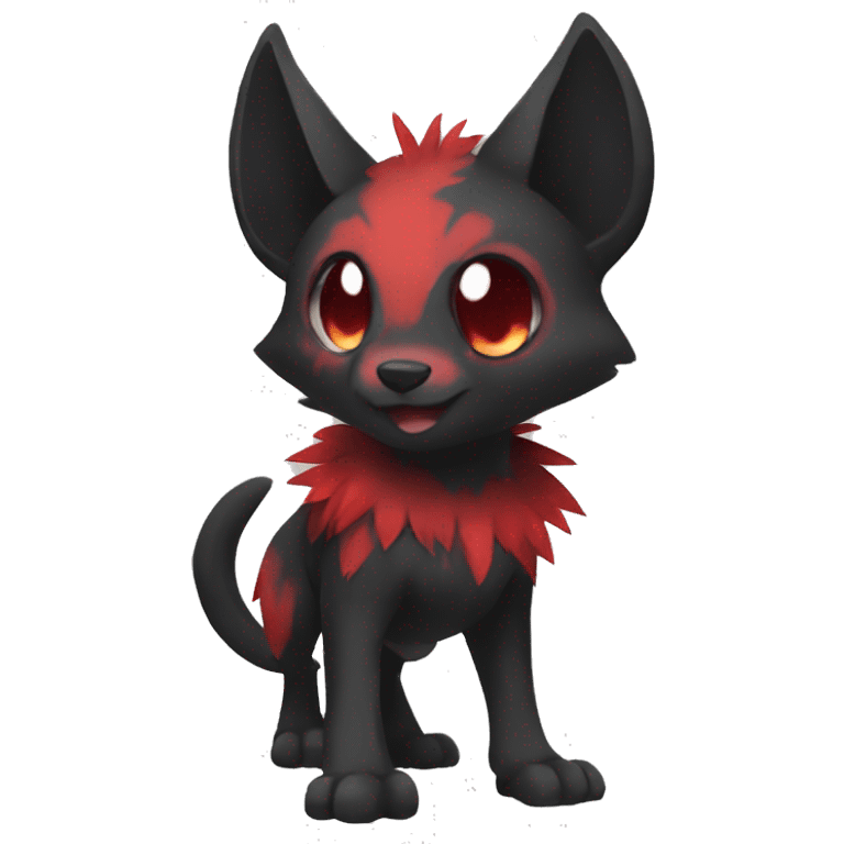 cute edgy black red animal hybrid Fakemon full body emoji