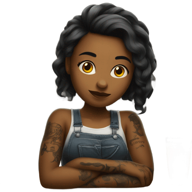 A girl working in a bar with tattoos  emoji