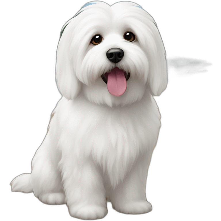 perrita coton de tulear en la playa emoji