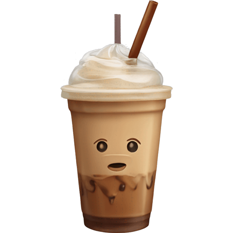 Iced latte in a to go cup with a straw emoji