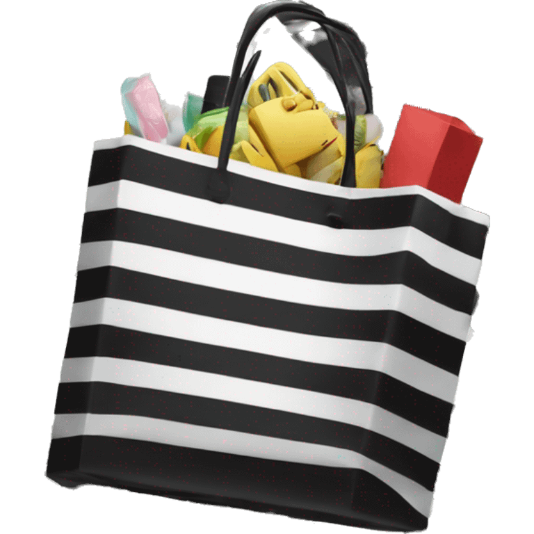 Black and white striped shopping bag with Sephora on it emoji