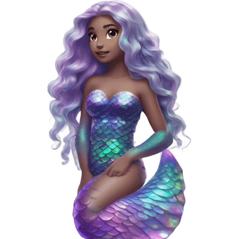 mermaid, model, magical, iridescent, mystical, shiny, holographic, highlights, scales  emoji