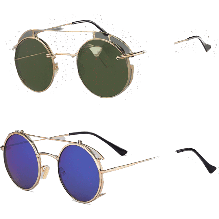 Round Sunglasses Vintage Metal Frame Double Bridge Sunglasses emoji