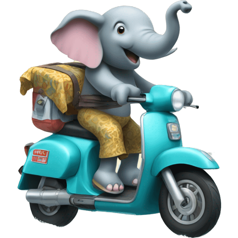 Elephant riding scooter in ocean emoji