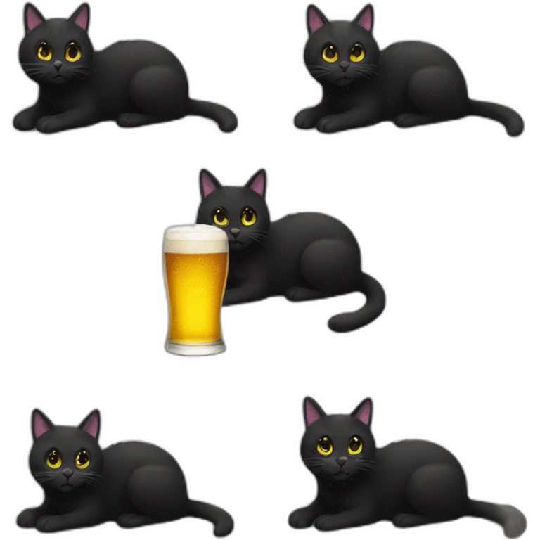 Black cat drink beer emoji