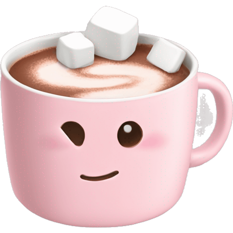 Light Pink mug of hot chocolate with marshmallows  emoji