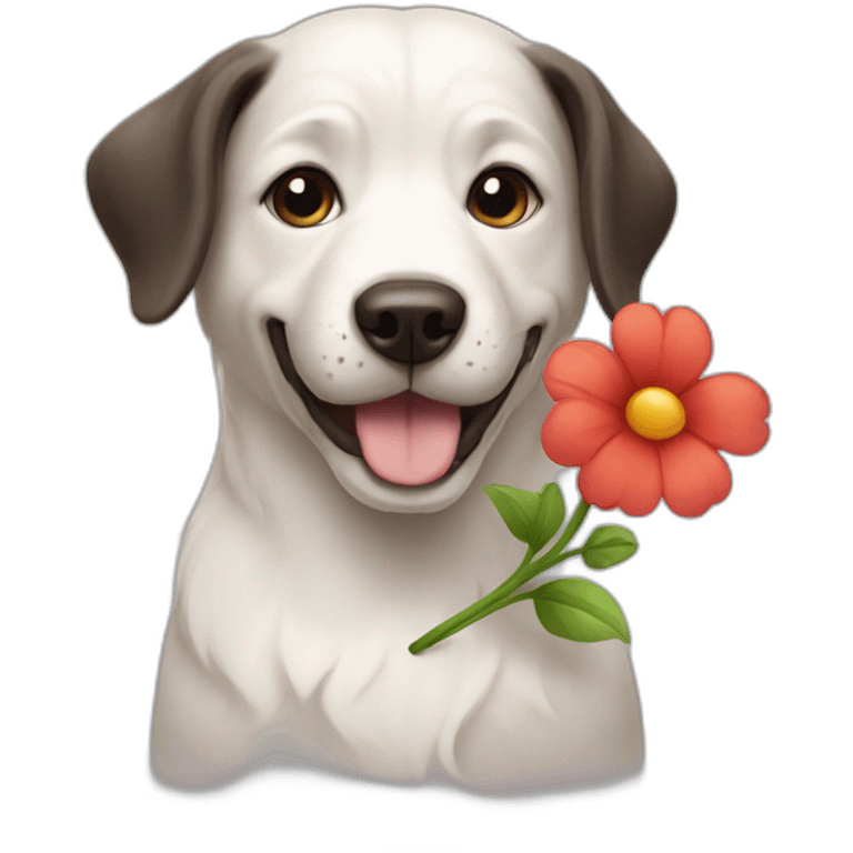 a dog with a flower emoji