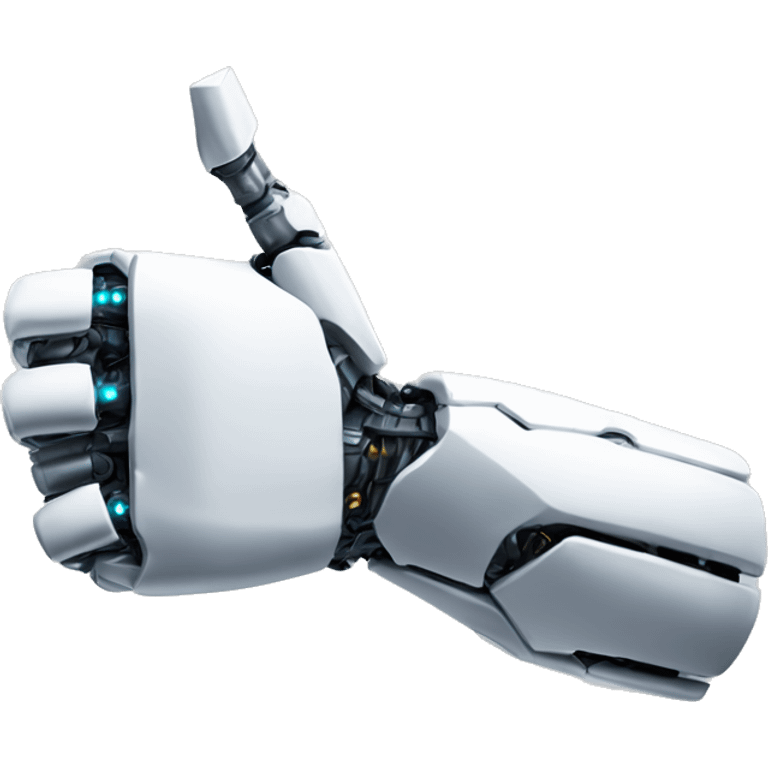 White mechanical cyborg arm and bicep emoji