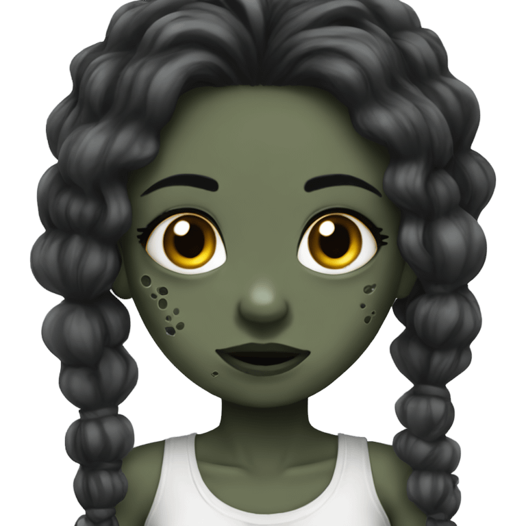 Zumbi girl pretty and hair black emoji