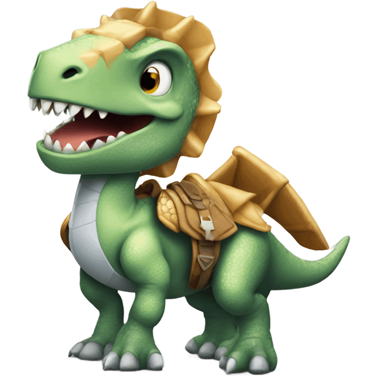 A cartoon dinosaur in shining armor  emoji