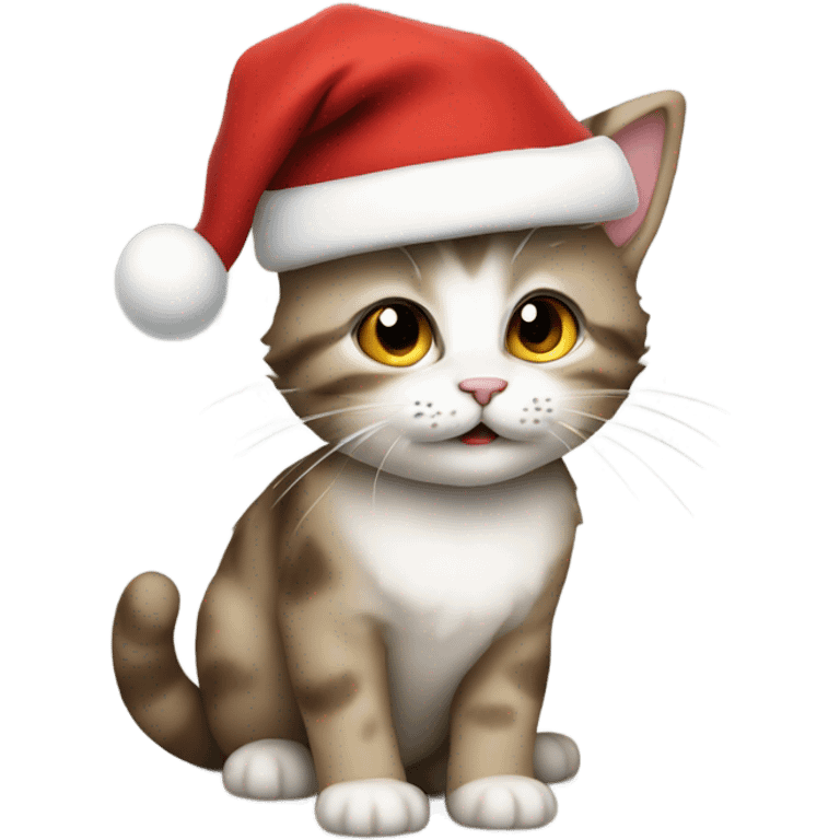 Create a kitten wearing a santa hat emoji