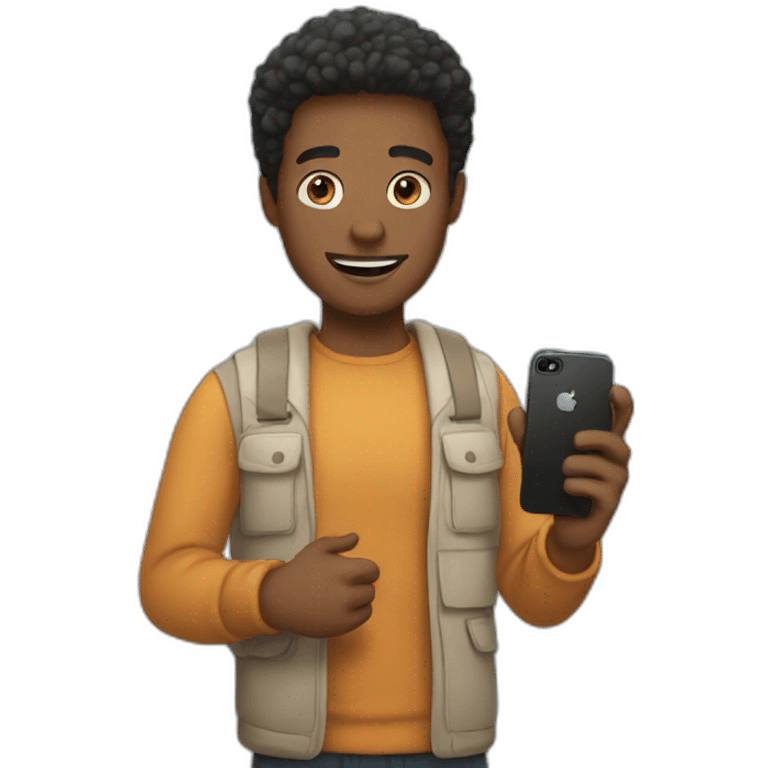 A guy holding an iPhone emoji