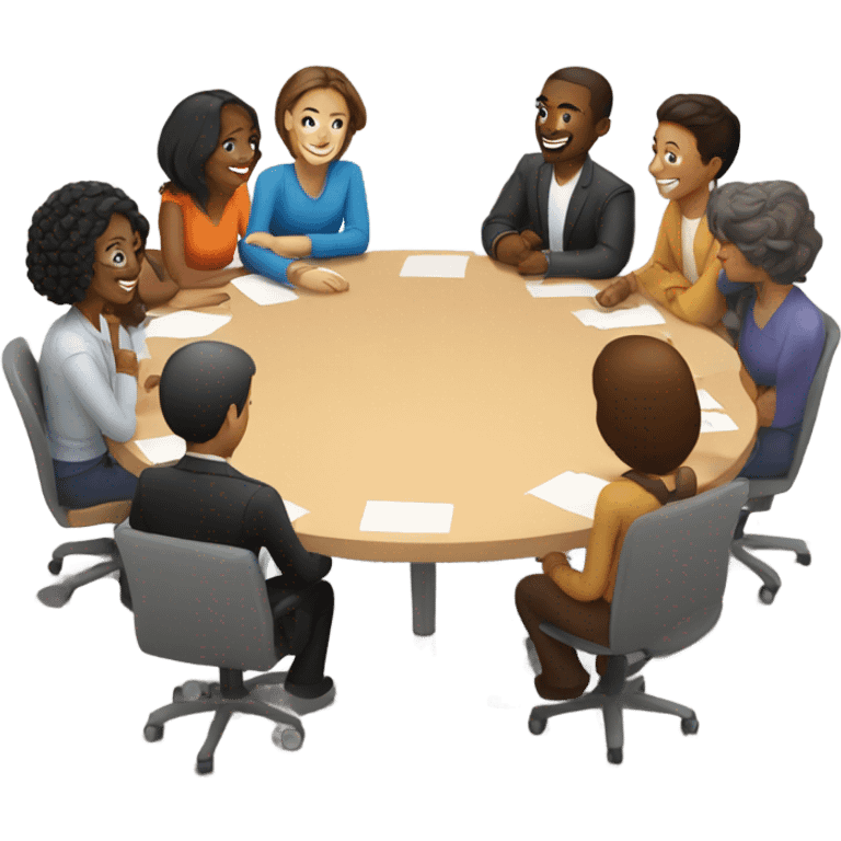 happy meeting at a round table emoji