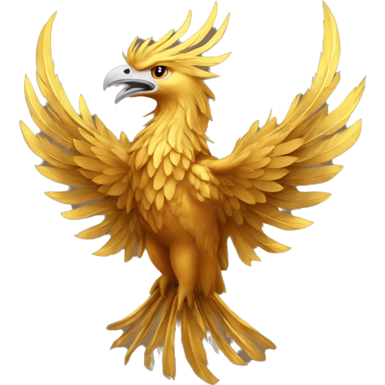 Phoenix head Phoenix with golden feathers in gold color emoji