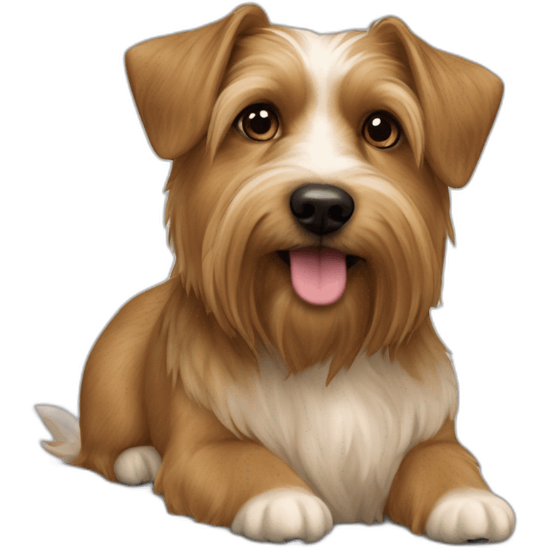 jack Russell cross apoloso cross Yorkshire terrier - long hair light brown all over - fat dog emoji