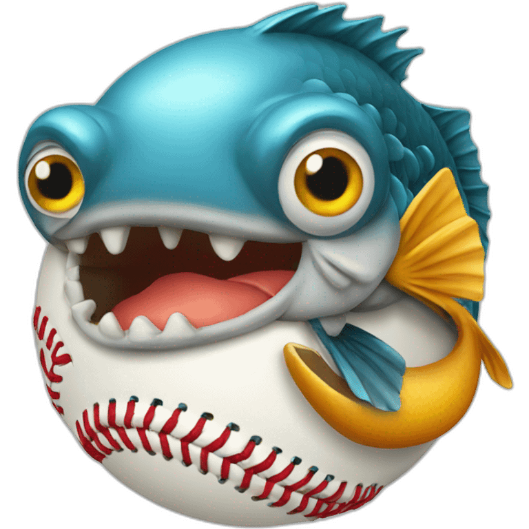 Fish eating baseball ball emoji