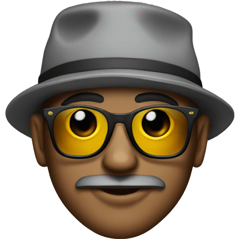 cool guy with shades and hat and a tattoo emoji