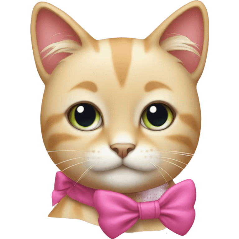 A blonde cat with a pink bow emoji