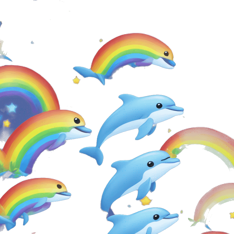 dolphin o rainbow with stars emoji