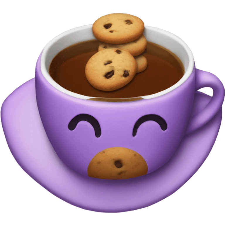 Purple tea cup with cookie emoji