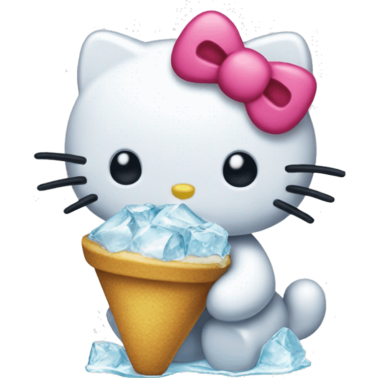 Hello kitty eating ice emoji