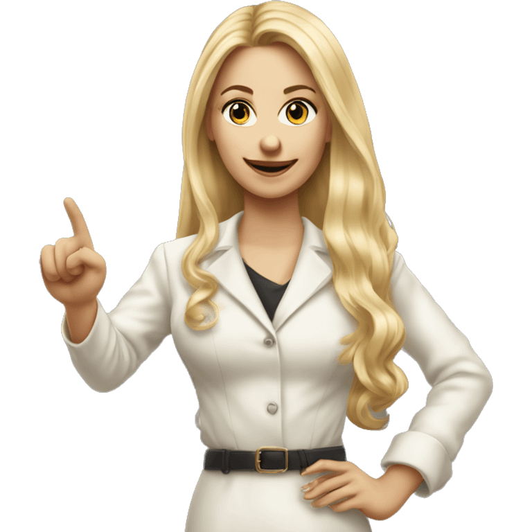 Blonde elegant women with LONG HAIR, ,POINTING YOU FORWARD with her HAND with INDEX FINGER, Hyper Realistic emoji