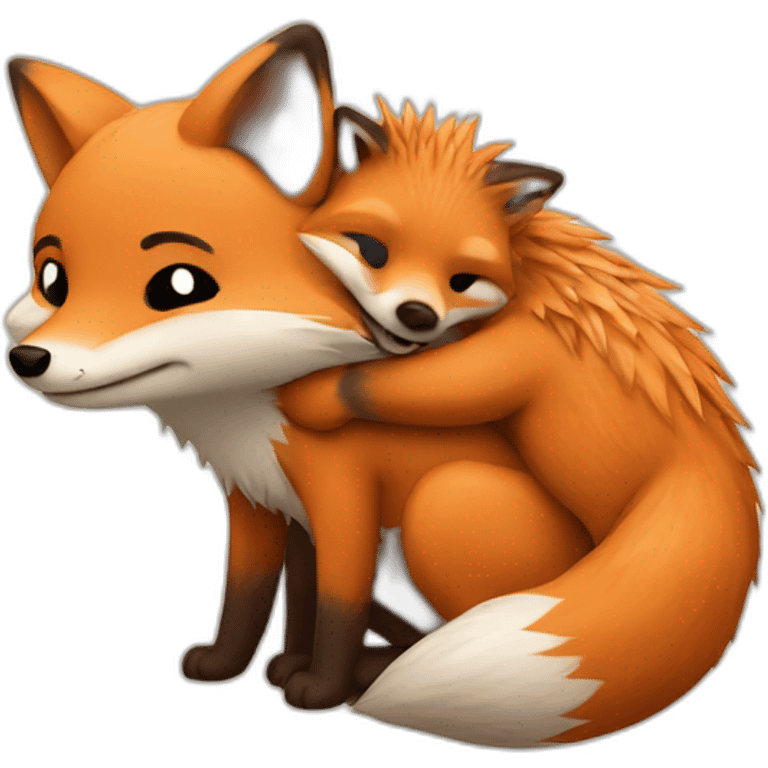 Fox hug hedgehog emoji