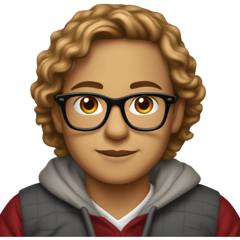 stanford student nerdy with glasses wearing stanford sweater sitting  emoji