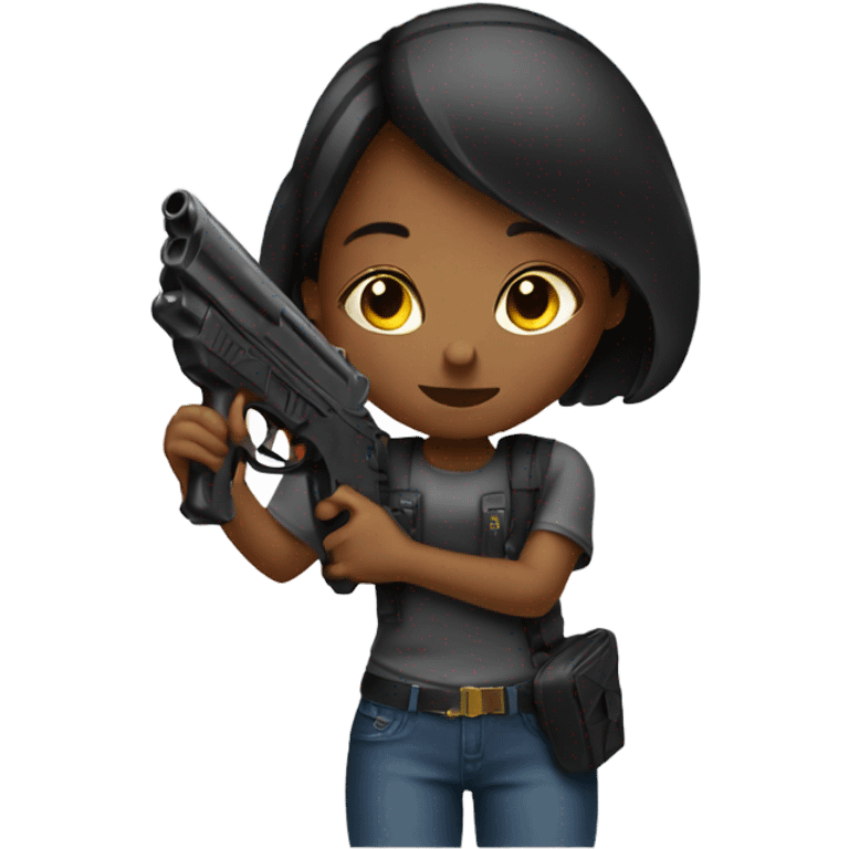 Girl holding black watergun emoji