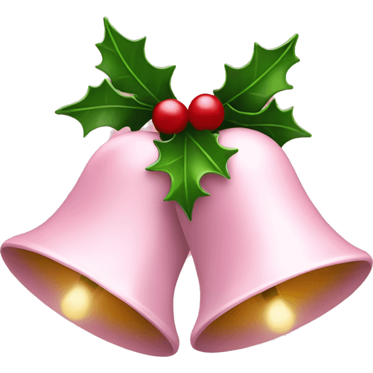 Light pink Christmas bells with Holly emoji