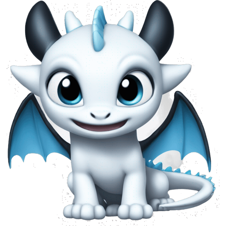 Toothless dragon light fury white with blue eyes  emoji