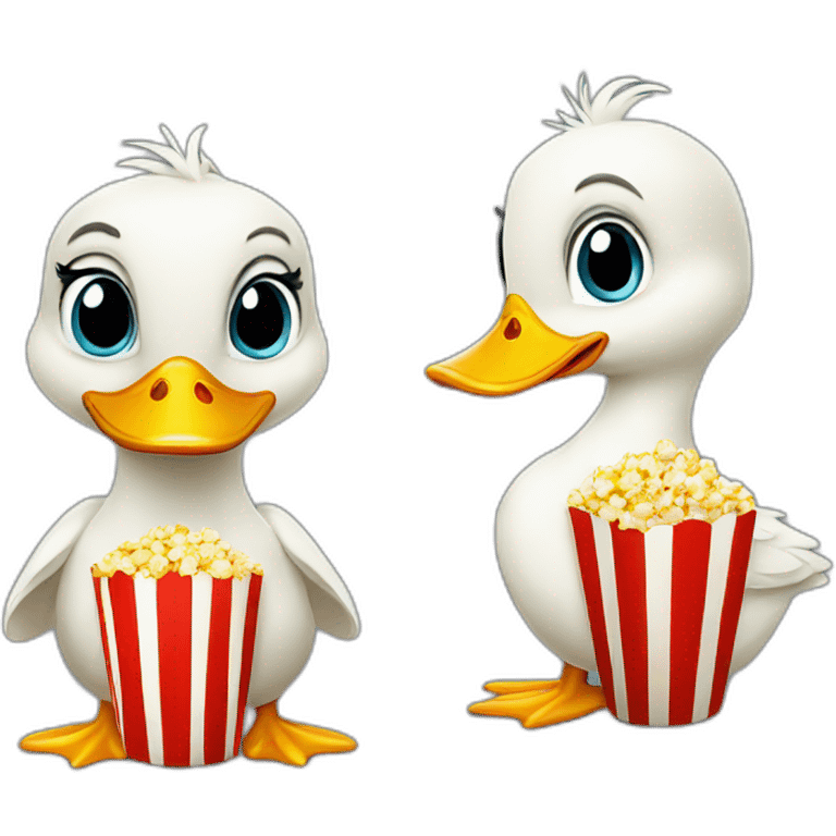 litte  duck holding bag of popcorn emoji