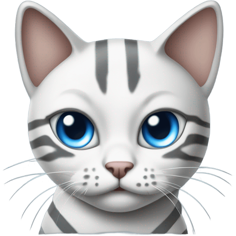 Angry white and gray striped cat with blue eyes and gray tip ears emoji